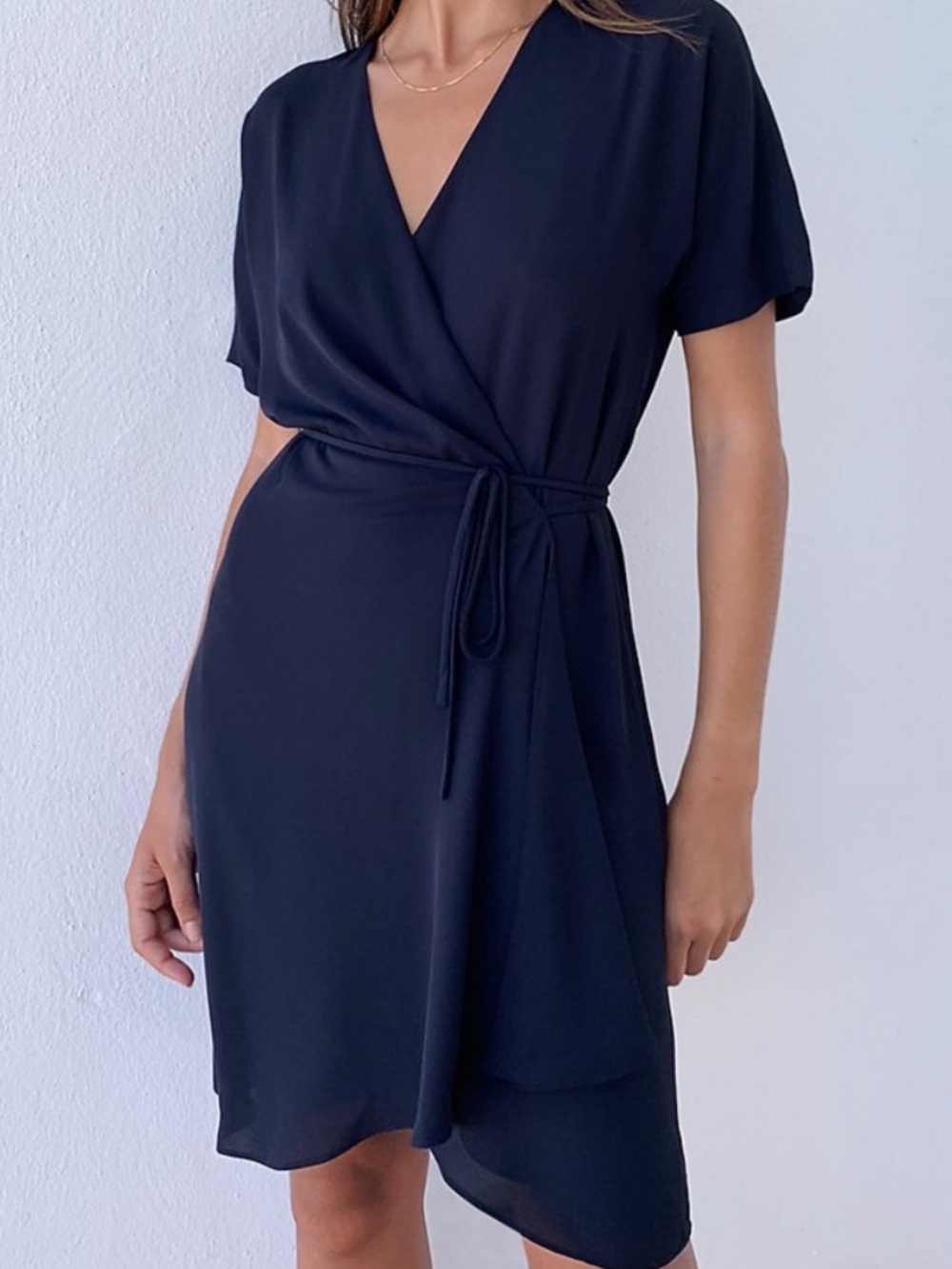 Aritzia Babaton Wallace Wrap Dress Navy Blue Size Large